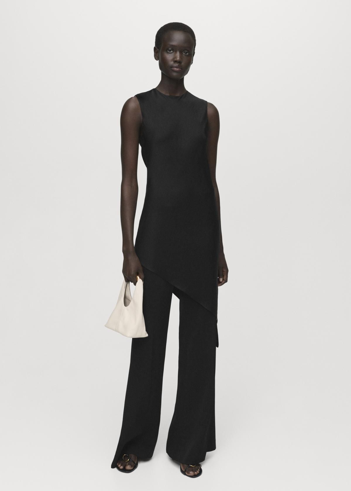 망고 하이웨이스트 플레어 롱 슬랙스 팬츠 17014149 NEGRO - 상세 이미지 2