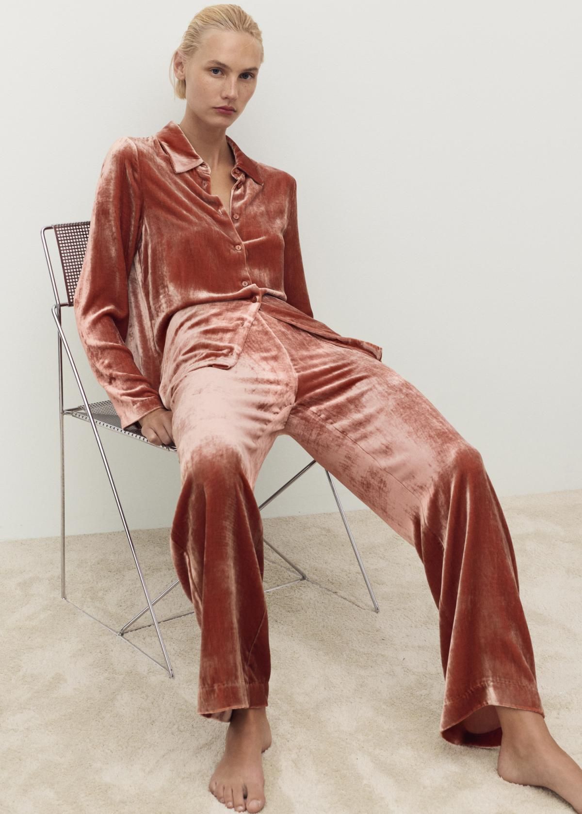 망고 벨벳 테크니컬 세미와이드 팬츠 17014114 NARANJA TOSTADO - 상세 이미지 5