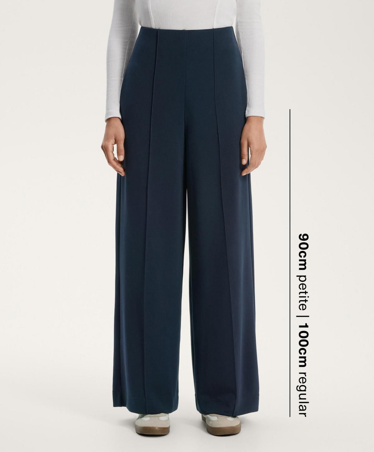 오이쇼 소프트 모달 하이라이즈 스트레이트 와이드 슬랙스 팬츠 1139/791 BLUE - 상품 이미지