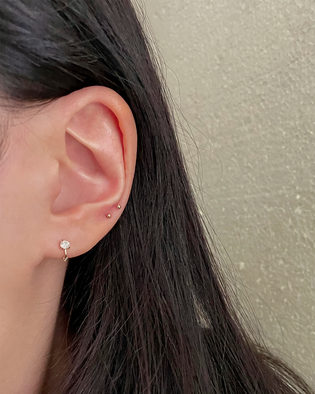 14k 베이직 큐빅 미니 원터치 링 귀걸이 6mm 귓바퀴 링 피어싱 - 상세 이미지 4