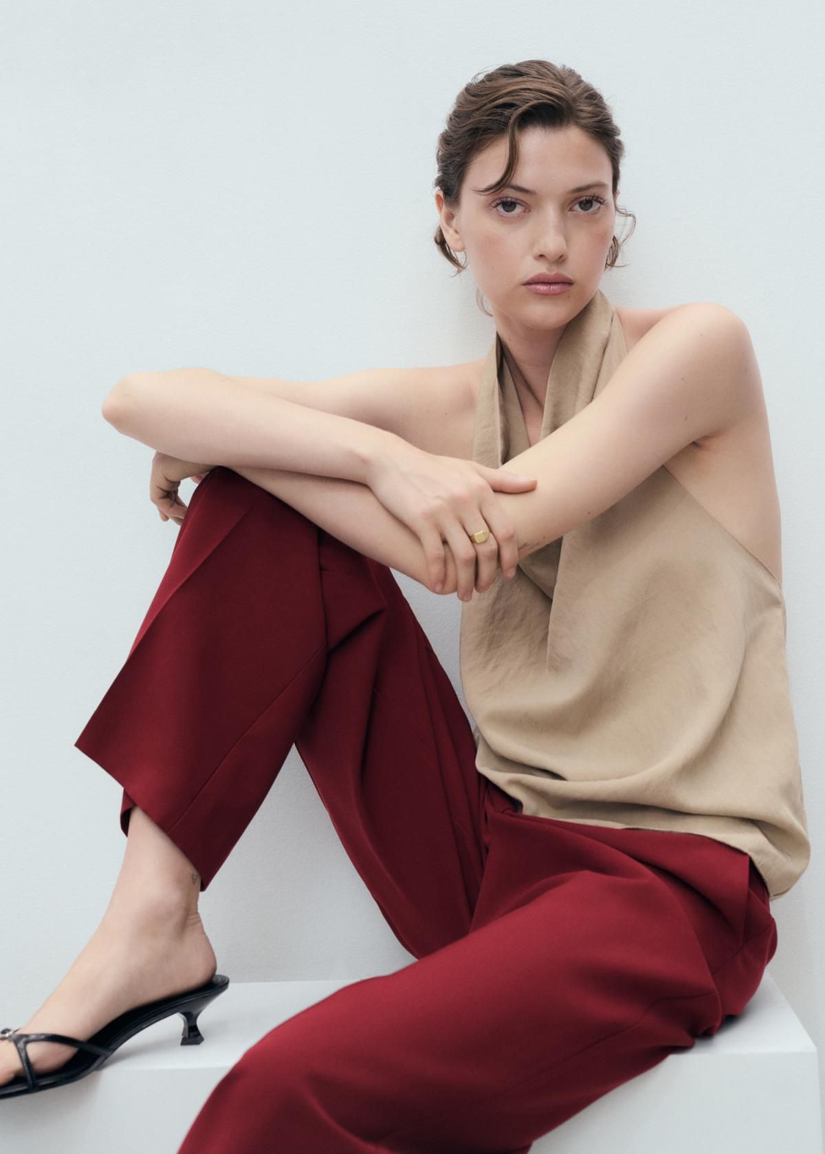 망고 버건디 스트레이트핏 테크니컬 슬랙스 팬츠 17084078 GRANATE - 상세 이미지 4