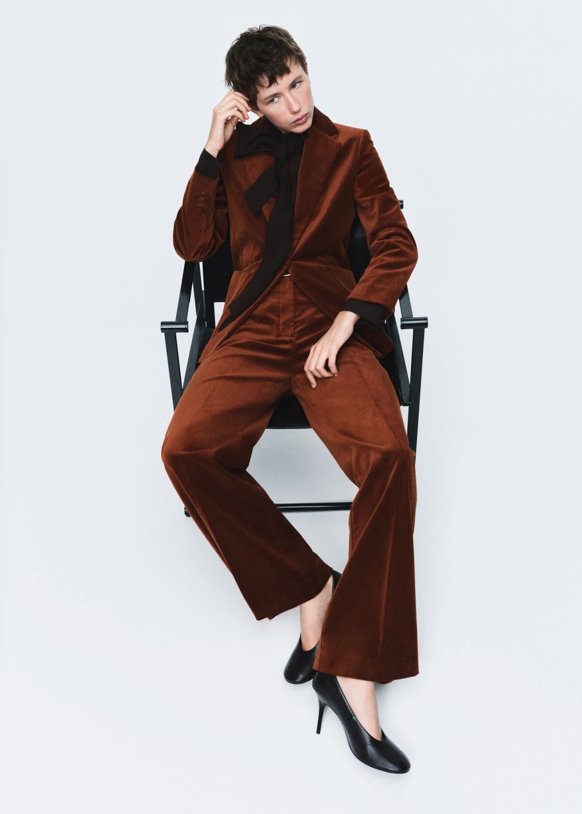 망고 벨벳 와이드 슬랙스 팬츠 17078285 NARANJA TOSTADO - 상세 이미지 4