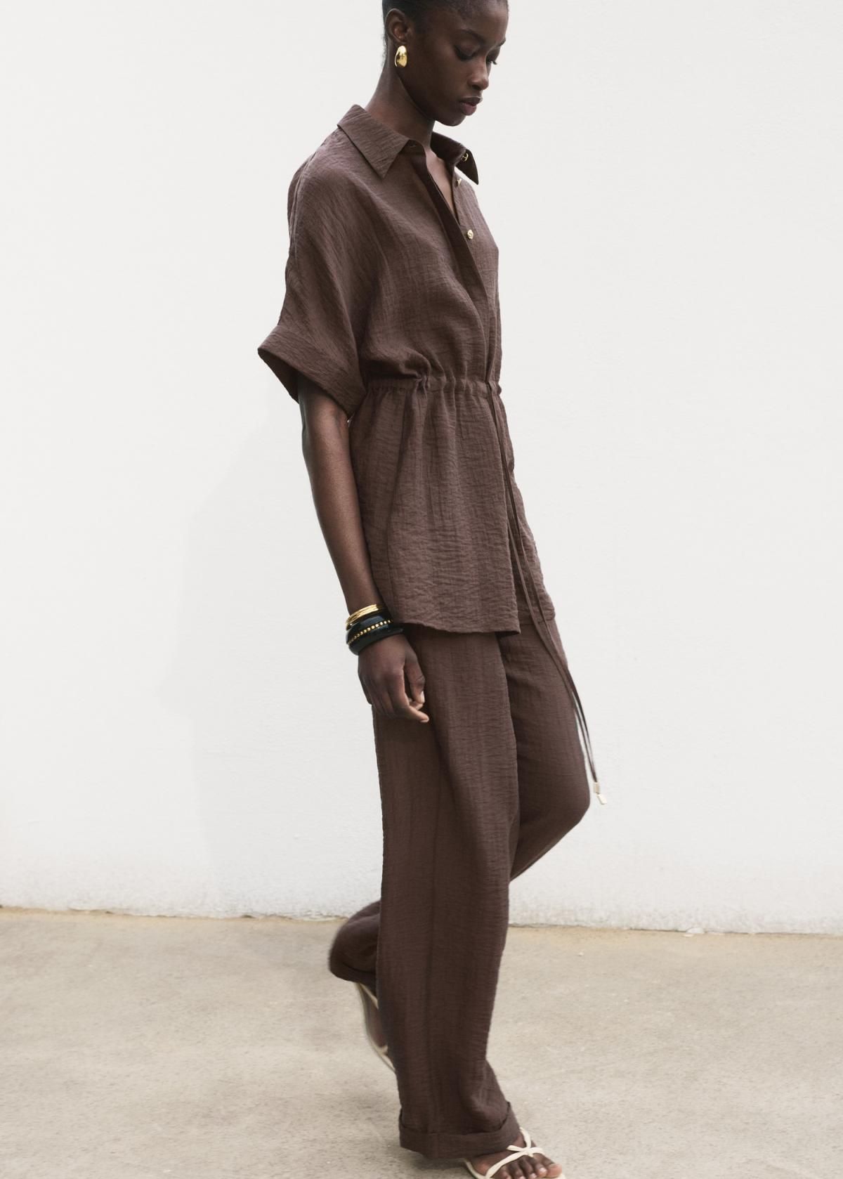 망고 와이드핏 테크니컬 라이오셀 밴딩 팬츠 17012539 CHOCOLATE - 상세 이미지 5