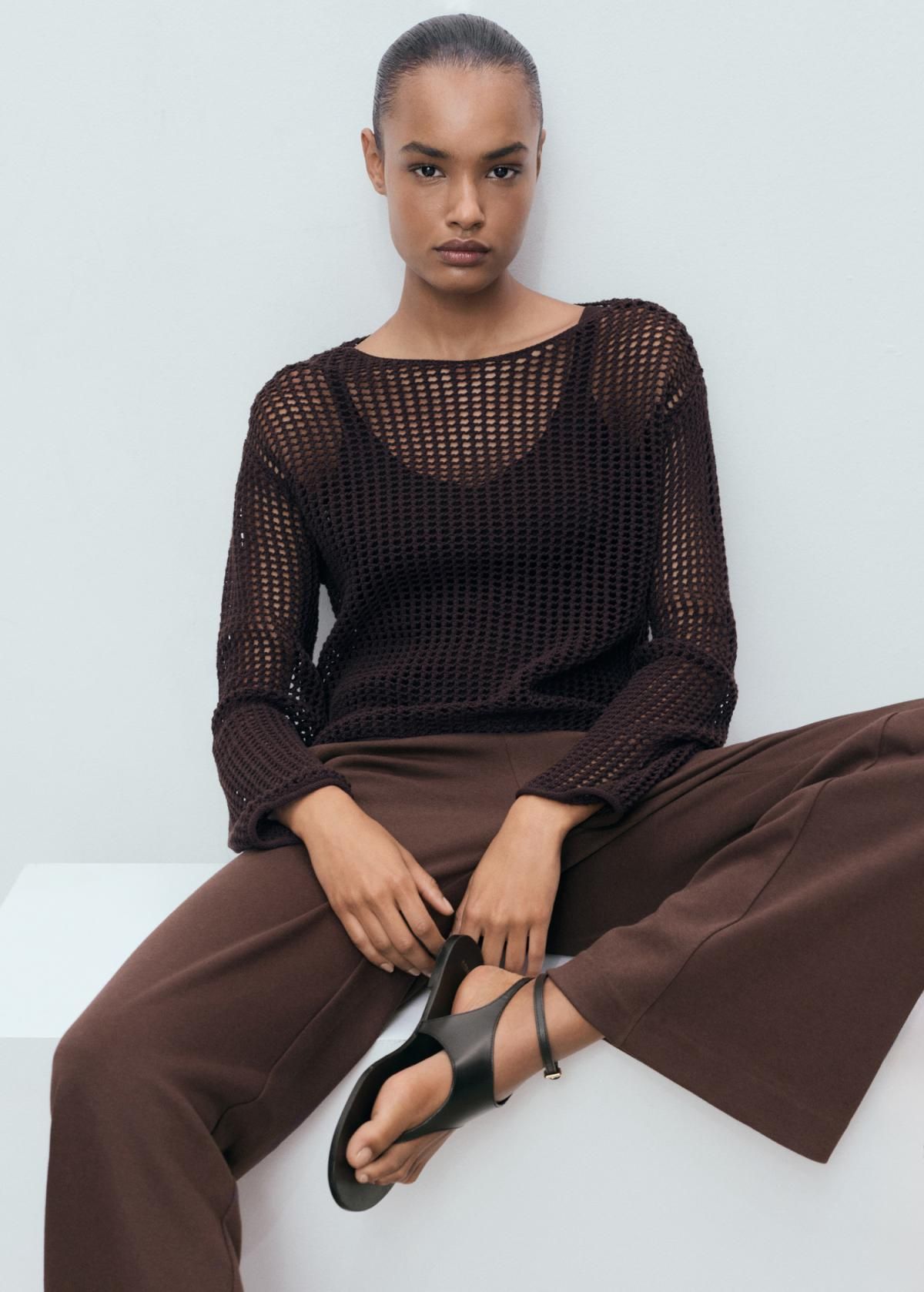 망고 데일리 와이드핏 코튼혼방 스트레이트 팬츠 17084095 MARRON - 상세 이미지 4