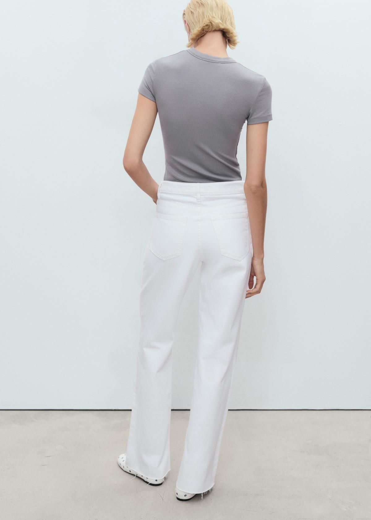 망고 트렌디 하이웨이스트 와이드핏 데님팬츠 화이트 17001206 BLANCO - 상세 이미지 3