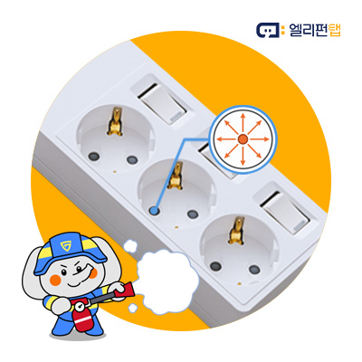 엘리펀탭 국산 자동소화 멀티탭 멀티콘센트 개별 3구 1.5m 콘센트 제품 이미지
