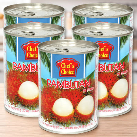 CHEF'S CHOICE FOODS MANUFACTURER CO.,LTD. 태국 통조림 쉐프초이스 디저트 람부탄 인 시럽 과일통조림 565g x5개 열대과일 화채