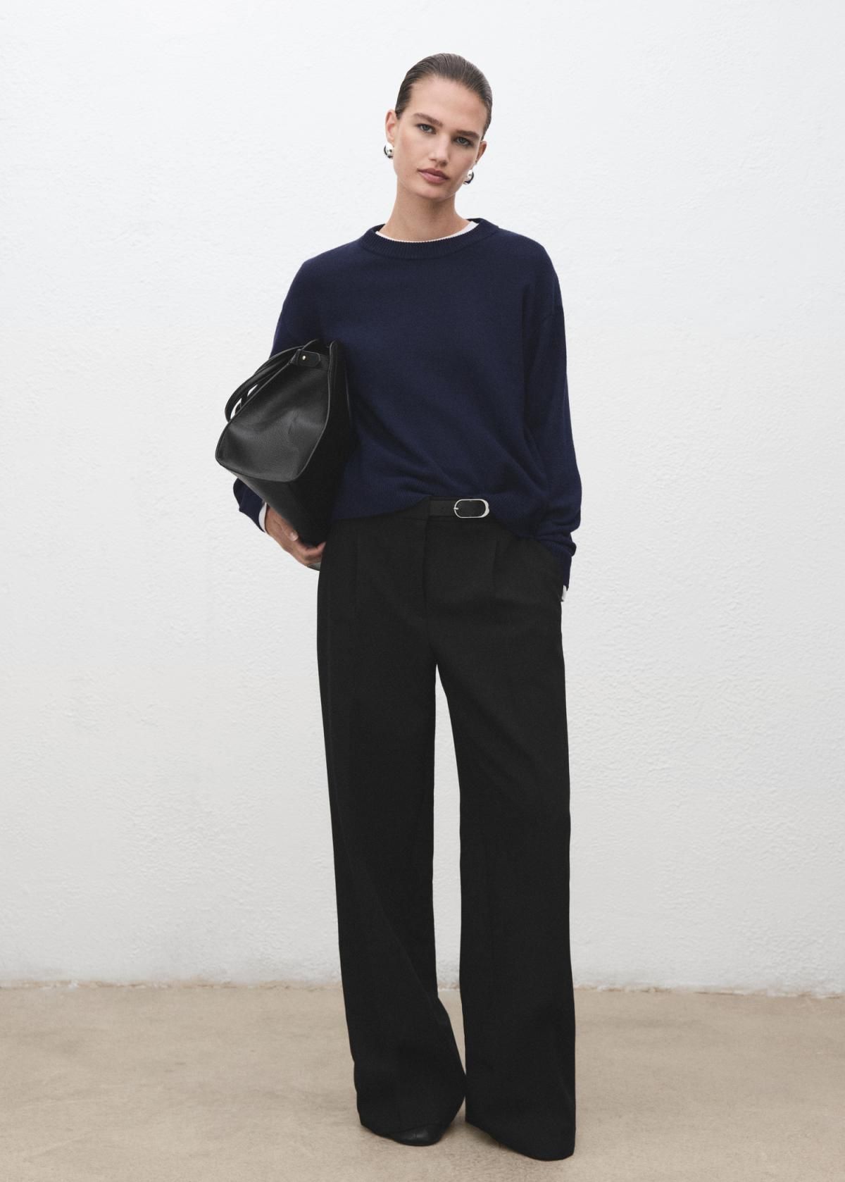 망고 와이드핏 테크니컬 벨트 슬랙스 팬츠 17086000 NEGRO - 상세 이미지 2