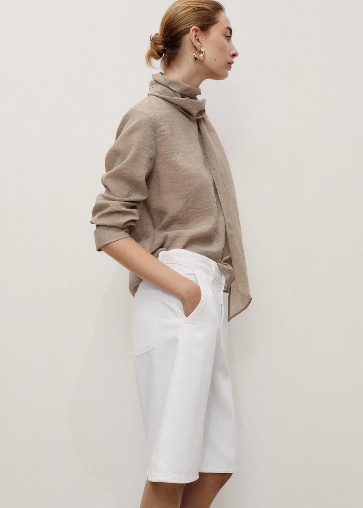 망고 트렌디 화이트 데님 버뮤다 조트 팬츠 17061180 BLANCO - 상세 이미지 2