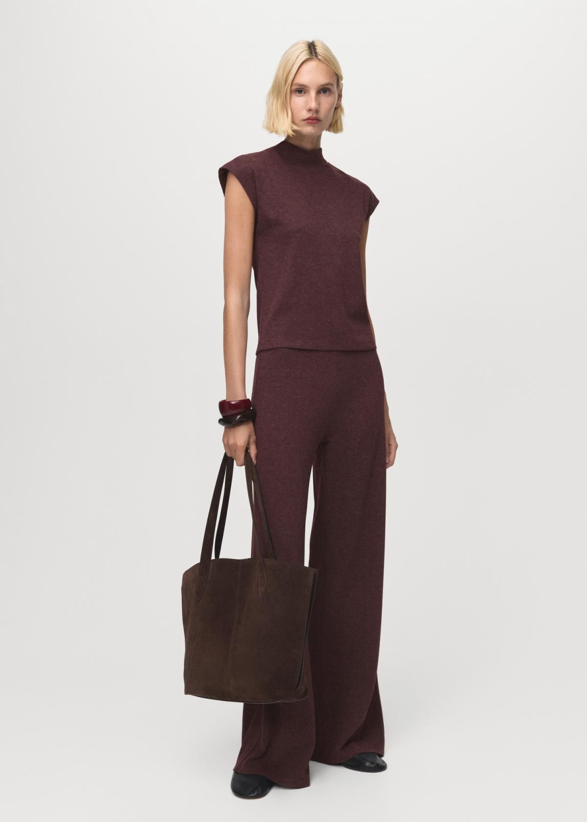 망고 니트 와이드 팬츠 버건디 27061252 BURDEOS - 상세 이미지 2