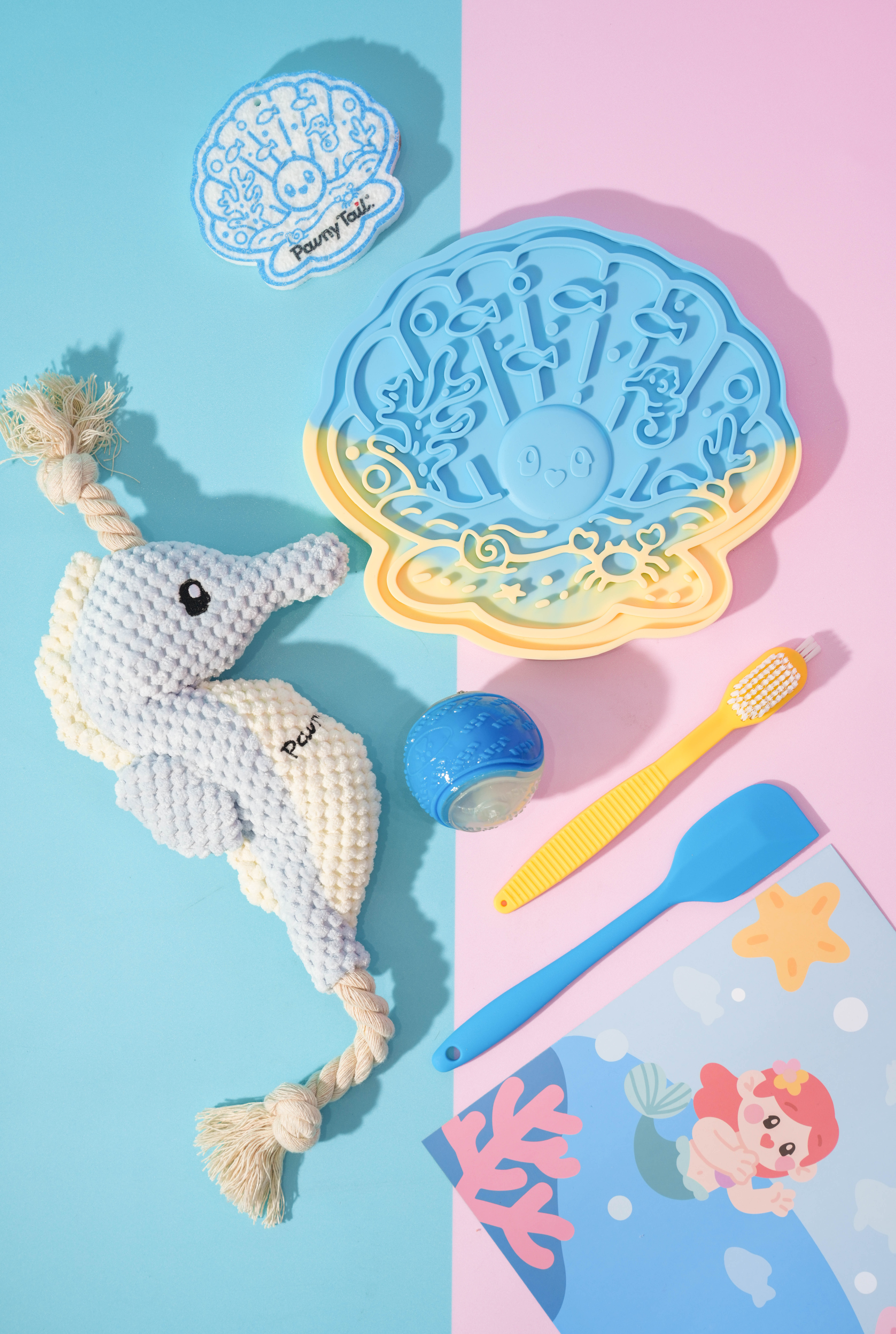 뽀뽀쉘 실리콘 슬로우 식기 강아지밥그릇 양면 고양이 물그릇