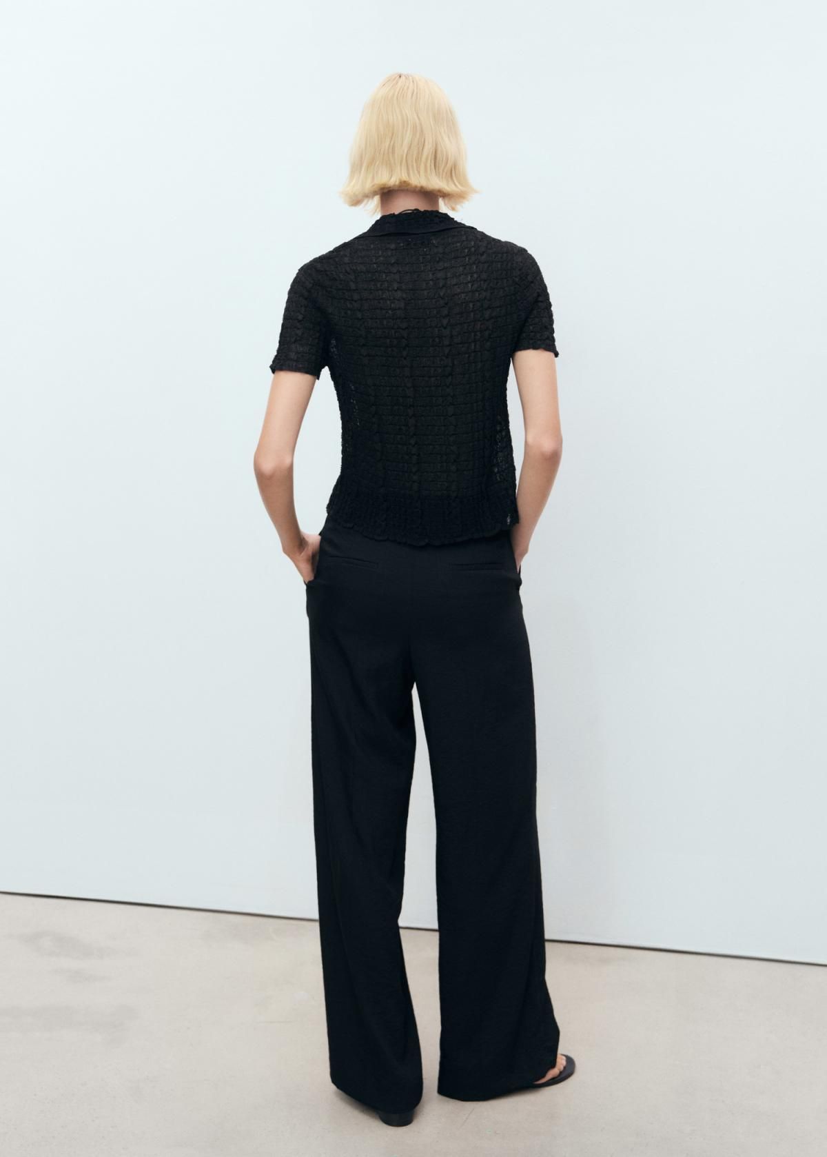 망고 와이드핏 테크니컬 슬랙스 팬츠 핀턱 미디움웨이스트 17071515 NEGRO - 상세 이미지 3