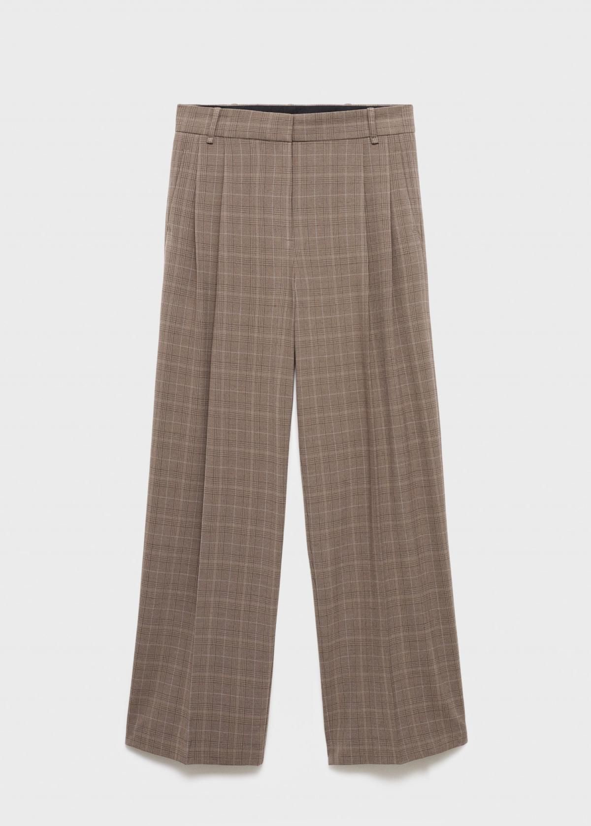 망고 클래식 체크 와이드 슬랙스 팬츠 17096742 MARRON MEDIO - 상품 이미지