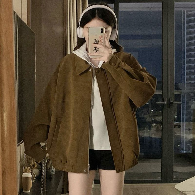 여성 루즈핏 오버핏 탄탄 카라넥 집업 간절기 아방핏 시보리 점퍼 베이직 캐주얼 자켓 아우터 봄 가을 - 상세 이미지 2