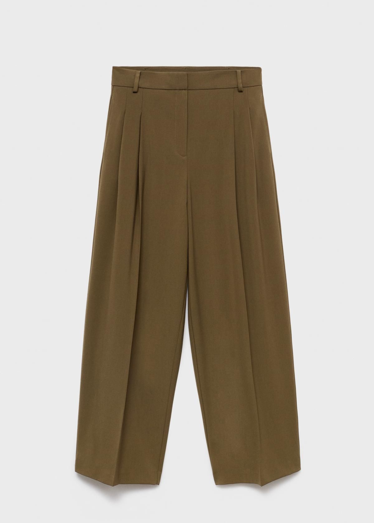 망고 와이드 핀턱 미드라이즈 테크니컬 팬츠 17095990 KHAKI - 상품 이미지