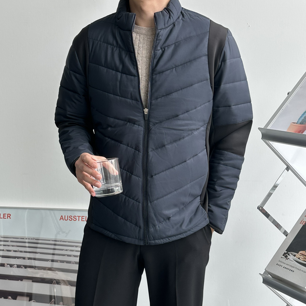 남자 경량패딩 이너 빅사이즈 정장 하이넥 점퍼 남자 숏 패딩 - 상세 이미지 2