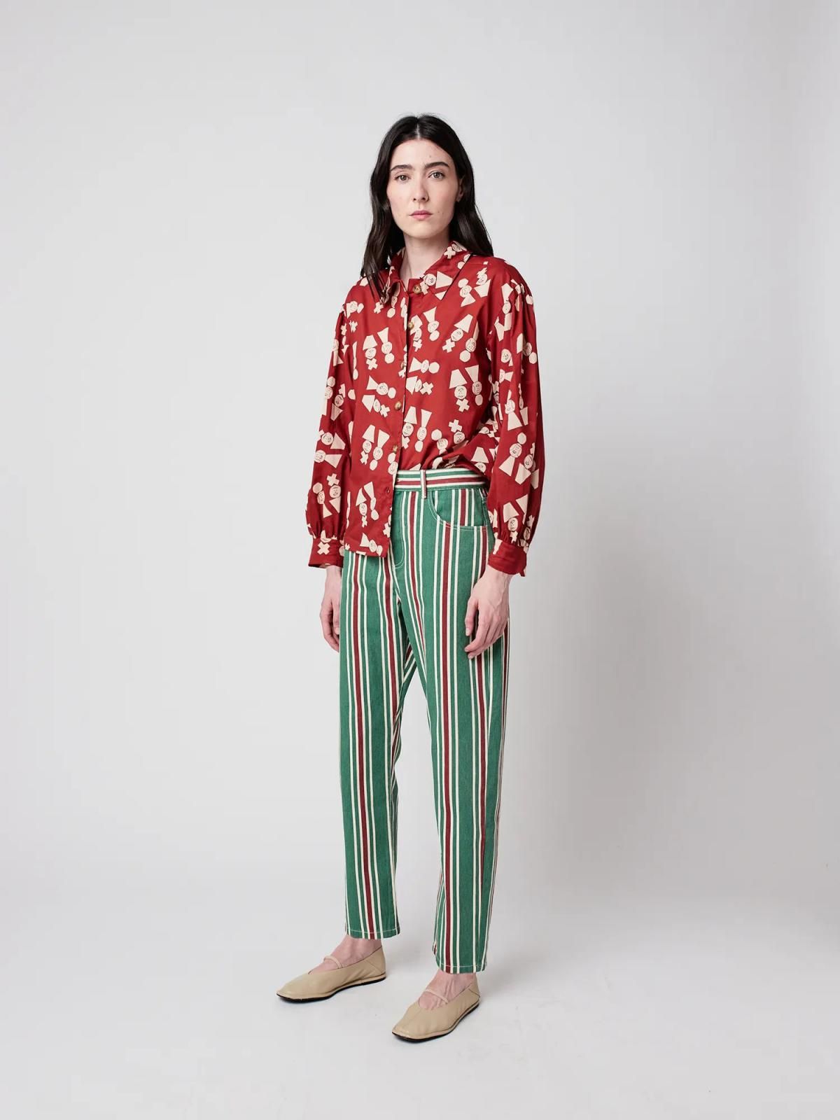 보보쇼즈 스트라이프 하이웨이스트 오가닉 코튼 팬츠 B225TD004 ONE COLOR - 상세 이미지 4