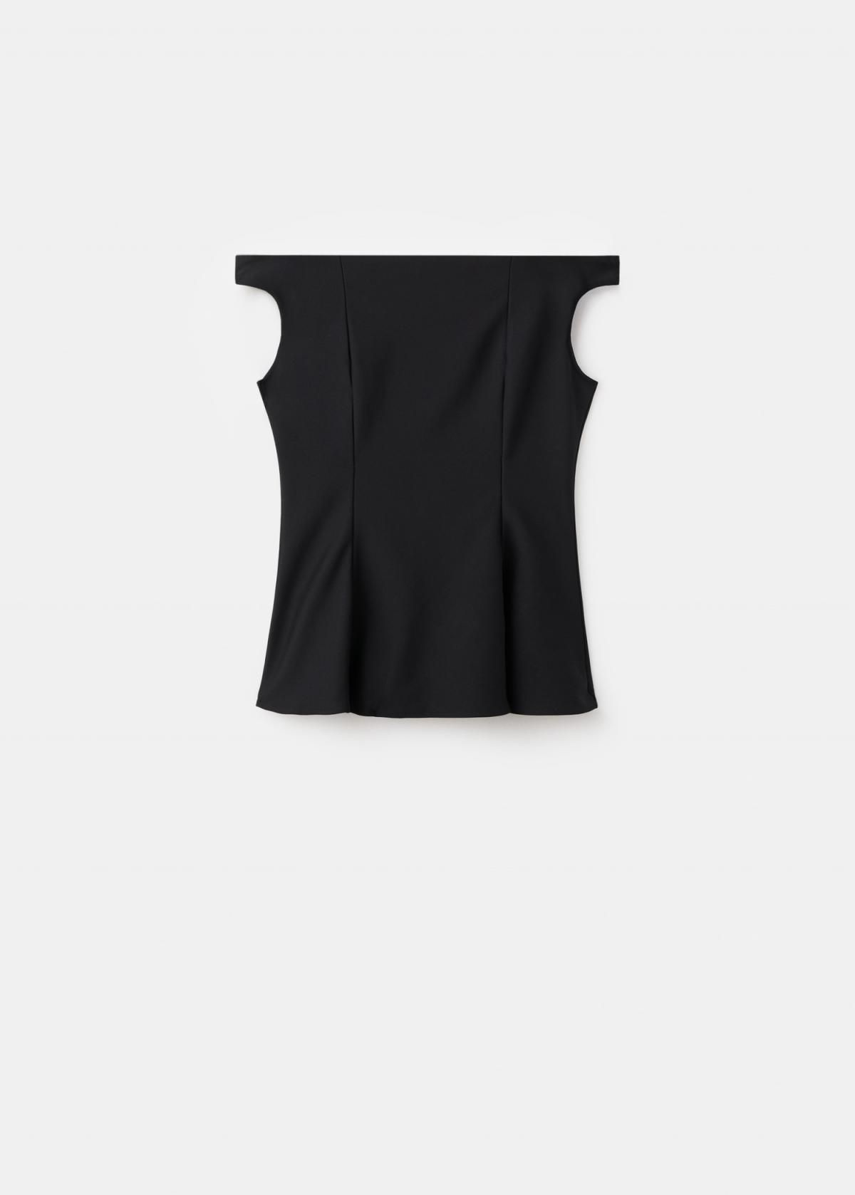 망고 페플럼 오프숄더 슬림핏 탑 17075826 NEGRO - 상품 이미지