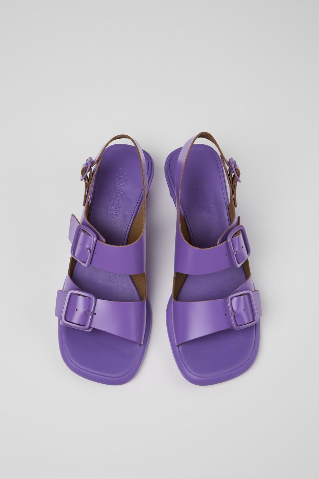 캠퍼 퍼플 레더 스트랩 샌들 로우힐 Dina K201491-004 PURPLE - 상세 이미지 4