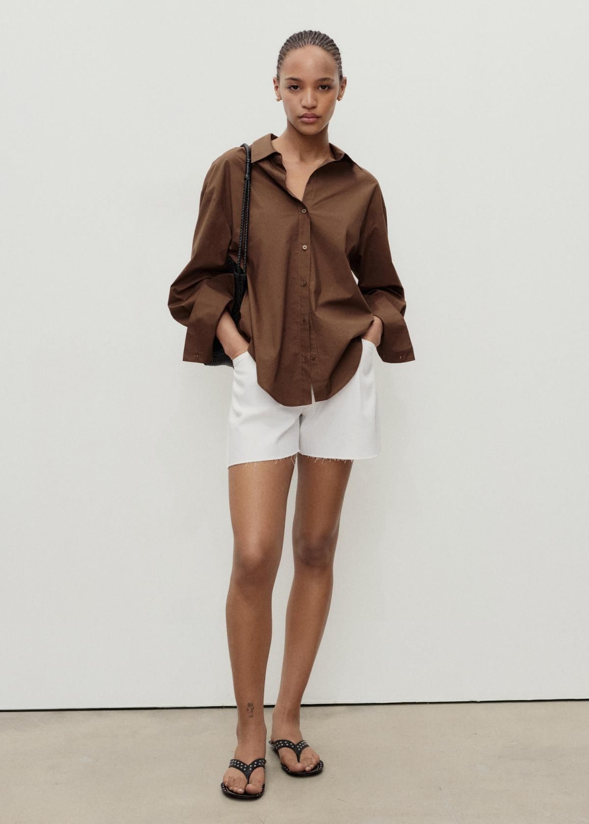 망고 미니멀 데님 화이트 컷오프 핀턱 반바지 17072899 BLANCO - 상세 이미지 3