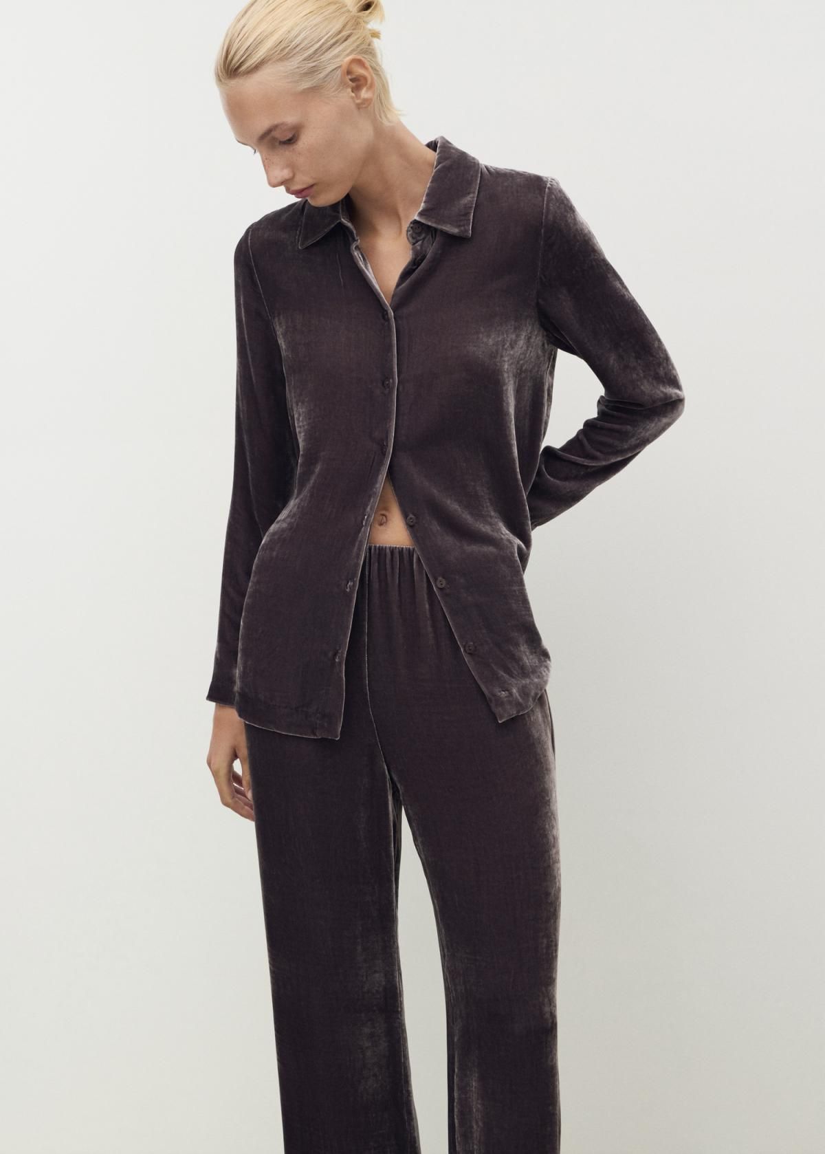 망고 벨벳 테크니컬 와이드 팬츠 17014114 MORA - 상세 이미지 4