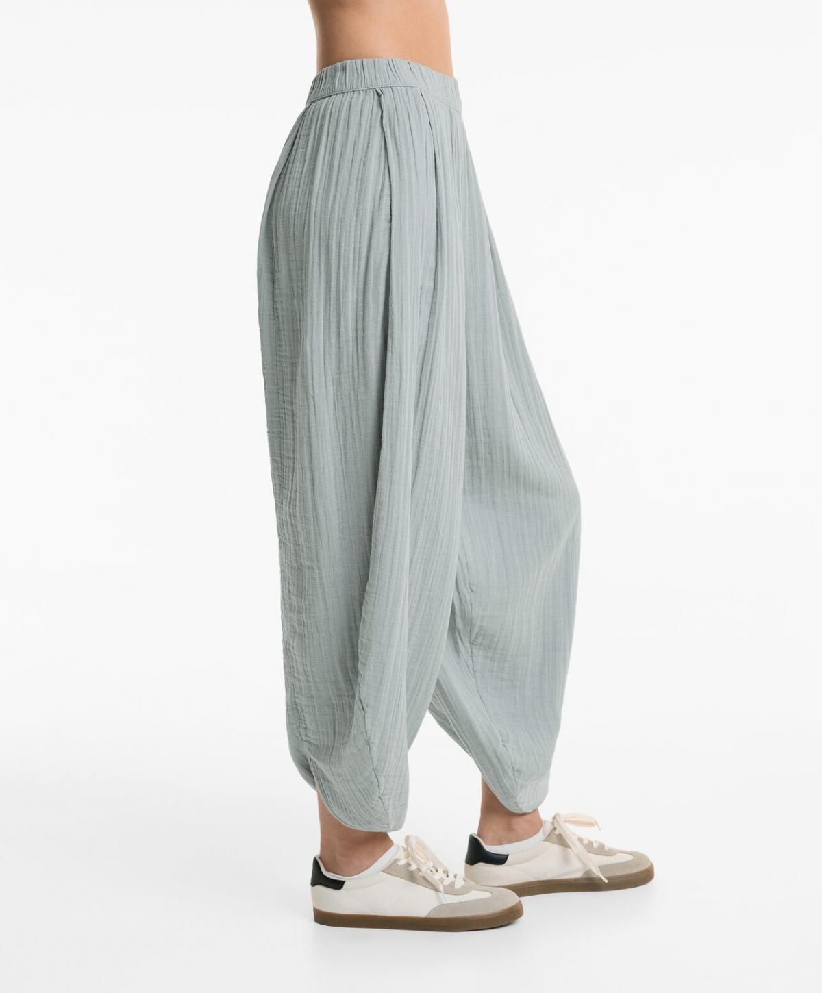 오이쇼 미니멀 와이드 배기 100 코튼 쉬폰 벌룬 팬츠 3371/873 WASHEDGREYBLUE 이미지 6