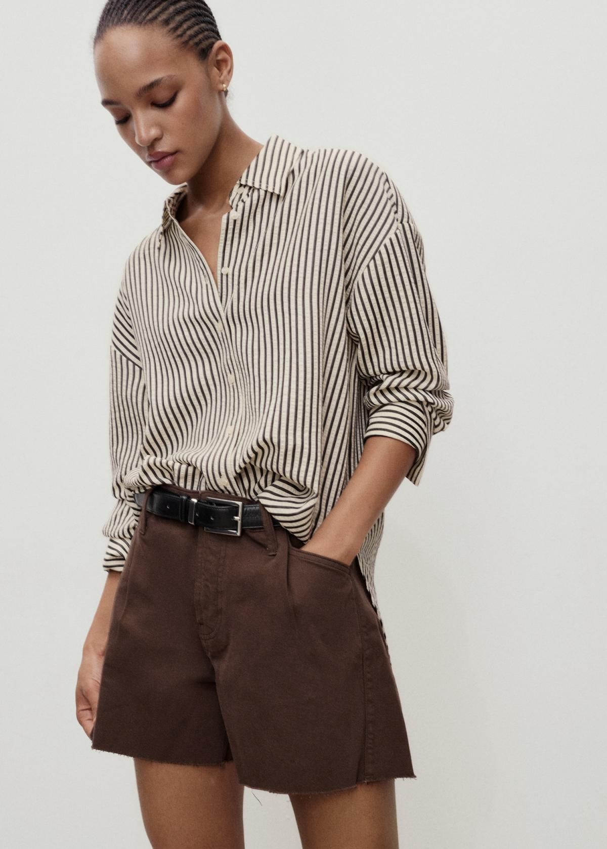 망고 미니멀 데님 컷오프 핀턱 하프팬츠 17012903 CHOCOLATE - 상세 이미지 5