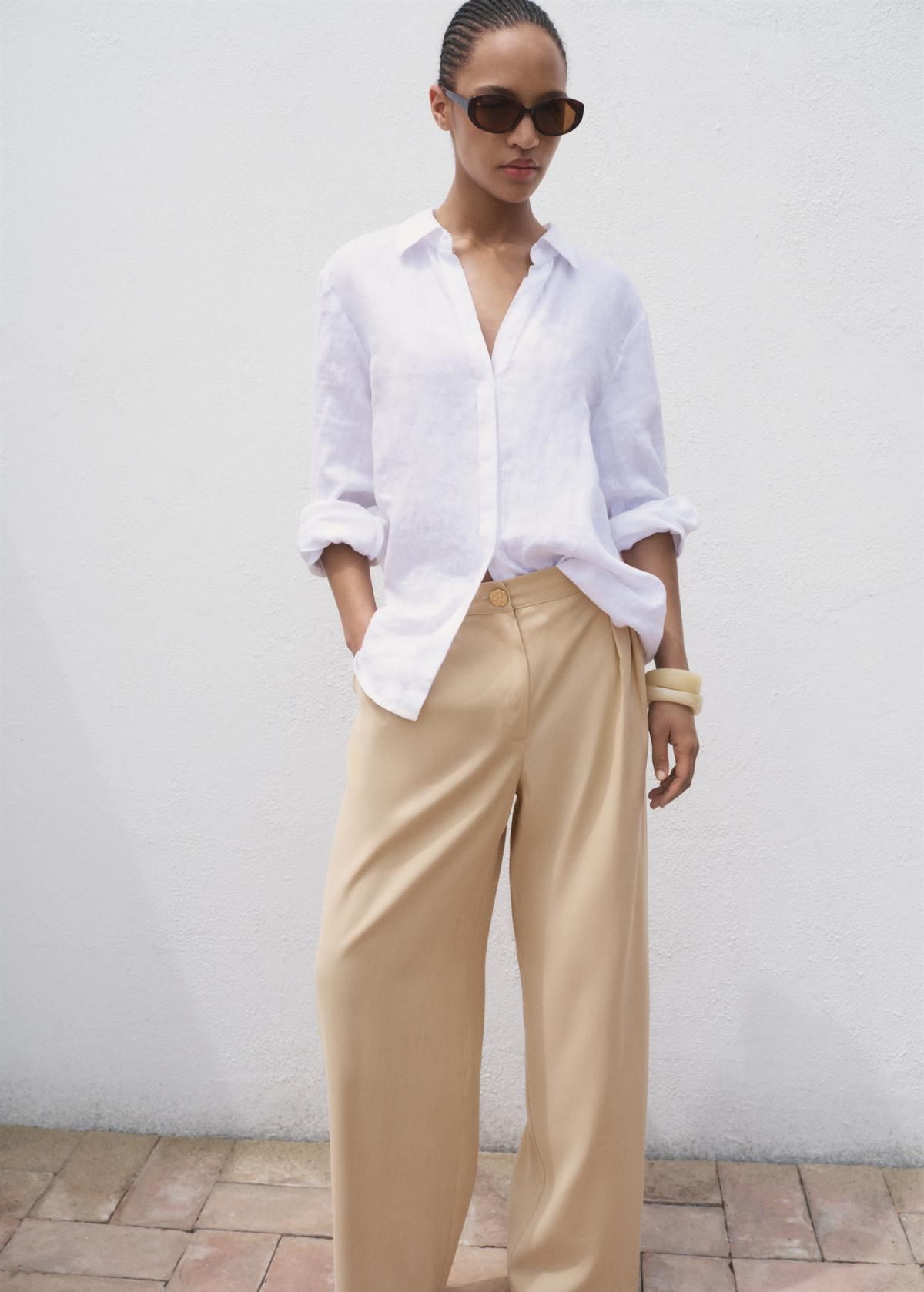 망고 베이지 하이웨이스트 테크니컬 와이드 슬랙스 팬츠 17074087 ARENA - 상세 이미지 5