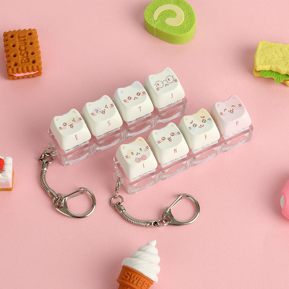 SPM 고양이 MBTI 키보드키링 키캡키링 기계식 딸깍이 청축 키홀더 4구 열쇠고리