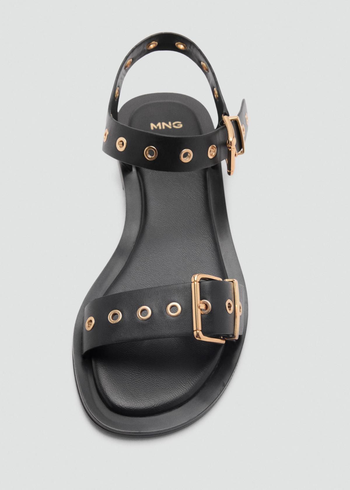 망고 스트랩 메탈버클 아이렛 플랫샌들 87045938 NEGRO - 상세 이미지 5