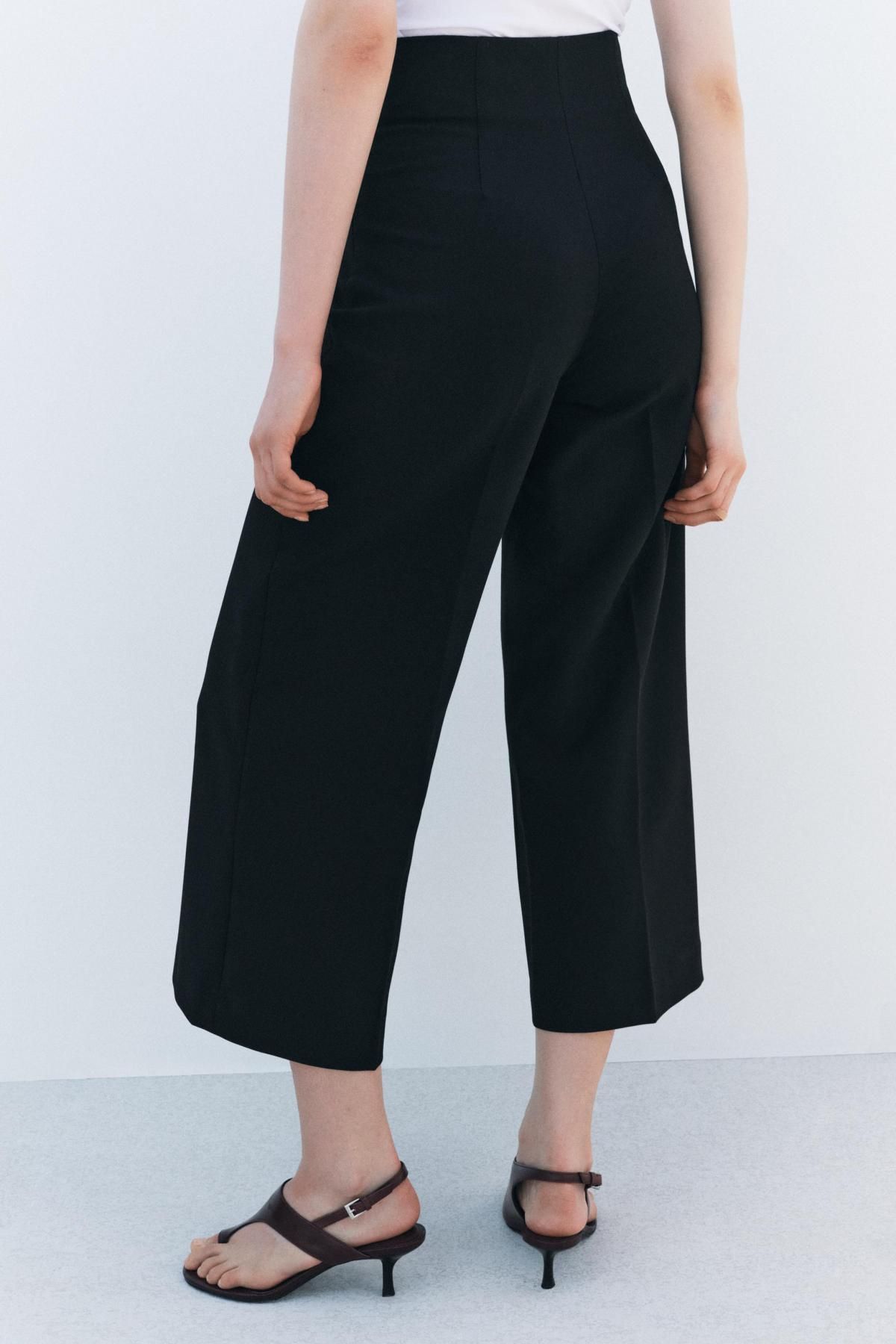 자라 하이웨이스트 와이드 큐롯 팬츠 7149/052 BLACK - 상세 이미지 3