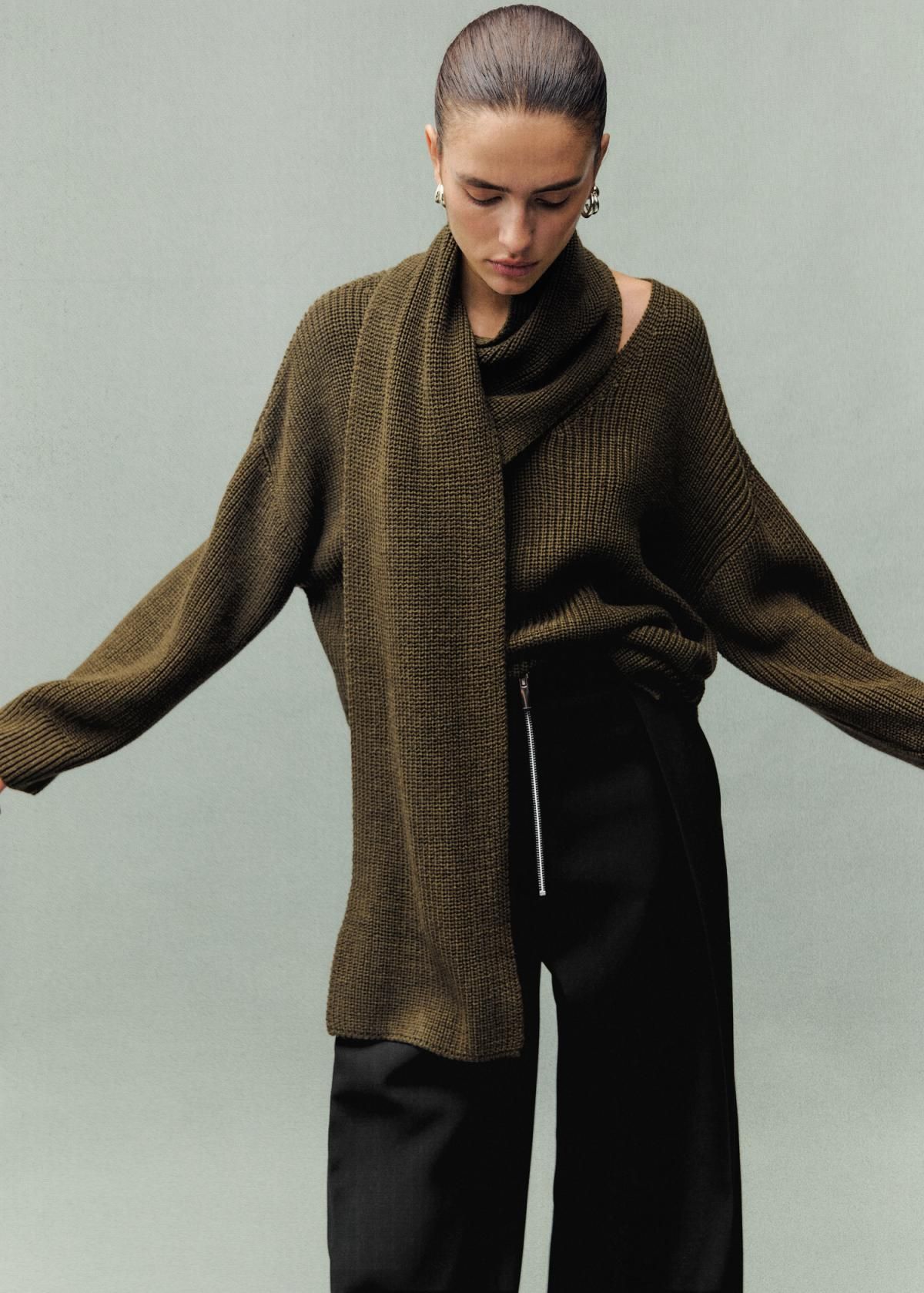 망고 와이드핏 테크니컬 플리츠 슬랙스 팬츠 17066002 NEGRO - 상세 이미지 4