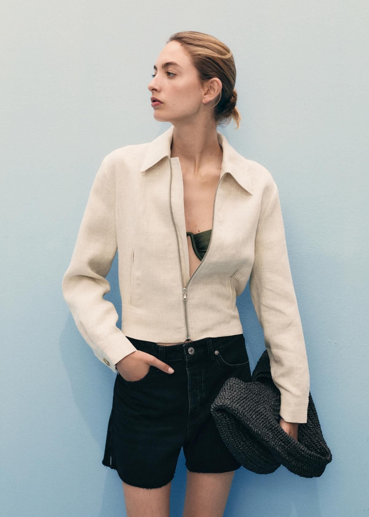 망고 트렌디 블랙 데님 밑단 컷팅 하이웨이스트 숏팬츠 17091207 GRIS OSCURO - 상세 이미지 2