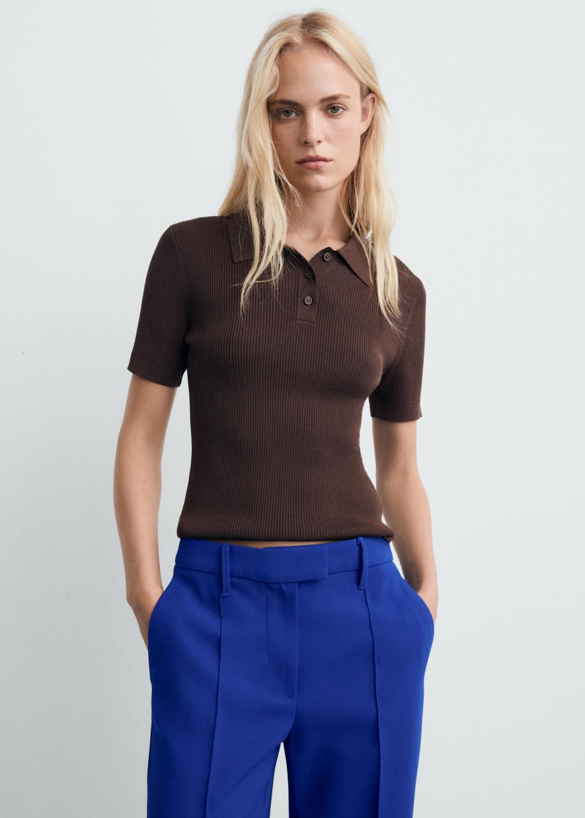 망고 테크니컬 스트레이트핏 미드웨이스트 슬랙스 팬츠 17064789 AZUL - 상세 이미지 4