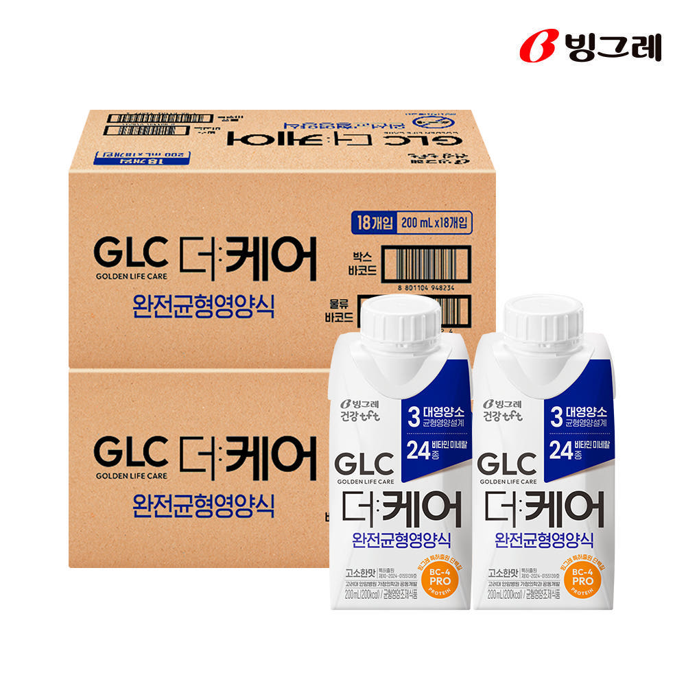 빙그레 GLC 더케어 완전균형영양식 고소한맛 200ml 36개입 환자영양식 제품 이미지