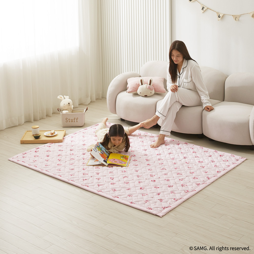 캐치티니핑 EMF 2in1 탄소 매트 전기 요 장판 토퍼핏 퀸, 150x200cm, 하츄핑(핑크) - 메인 이미지