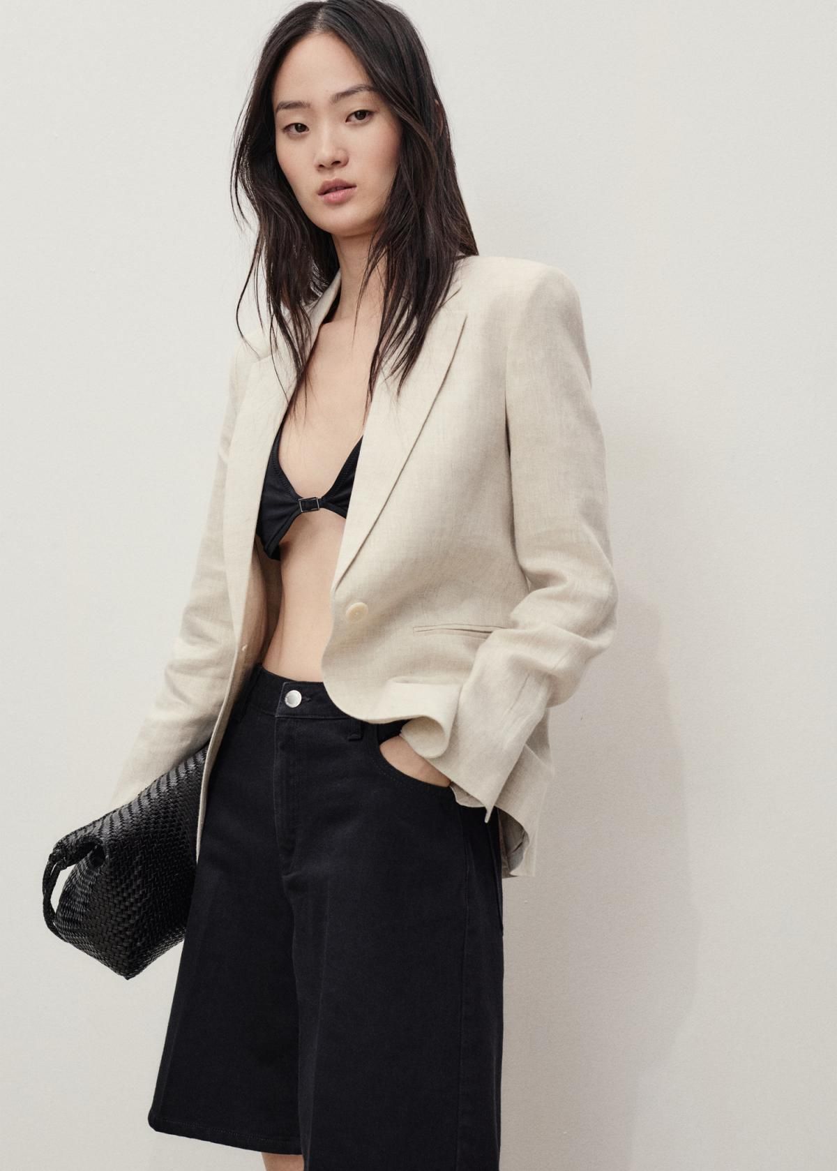 망고 블랙 데님 하이웨이스트 스트레이트핏 버뮤다 반바지 17081207 DENIM NEGRO - 상세 이미지 2