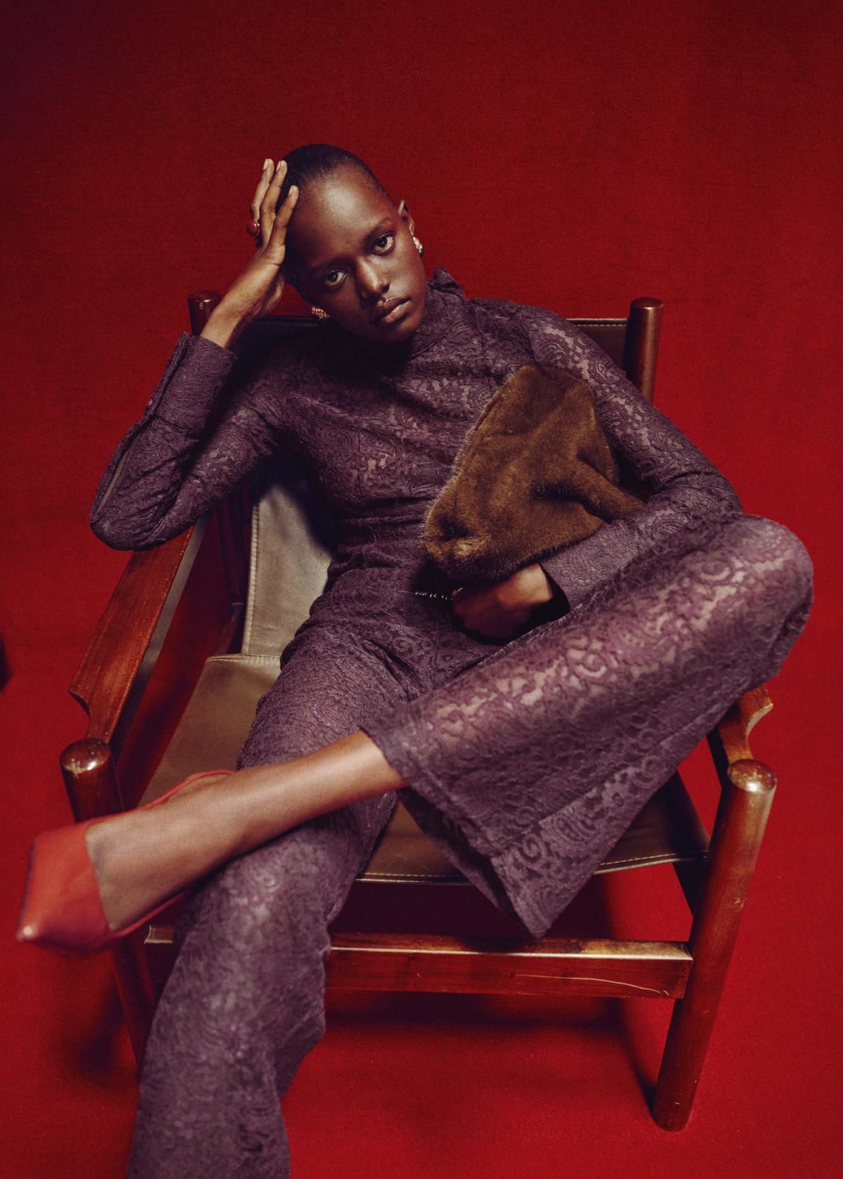 망고 레이스 스트레이트 롱 팬츠 17049112 VINO - 상세 이미지 5