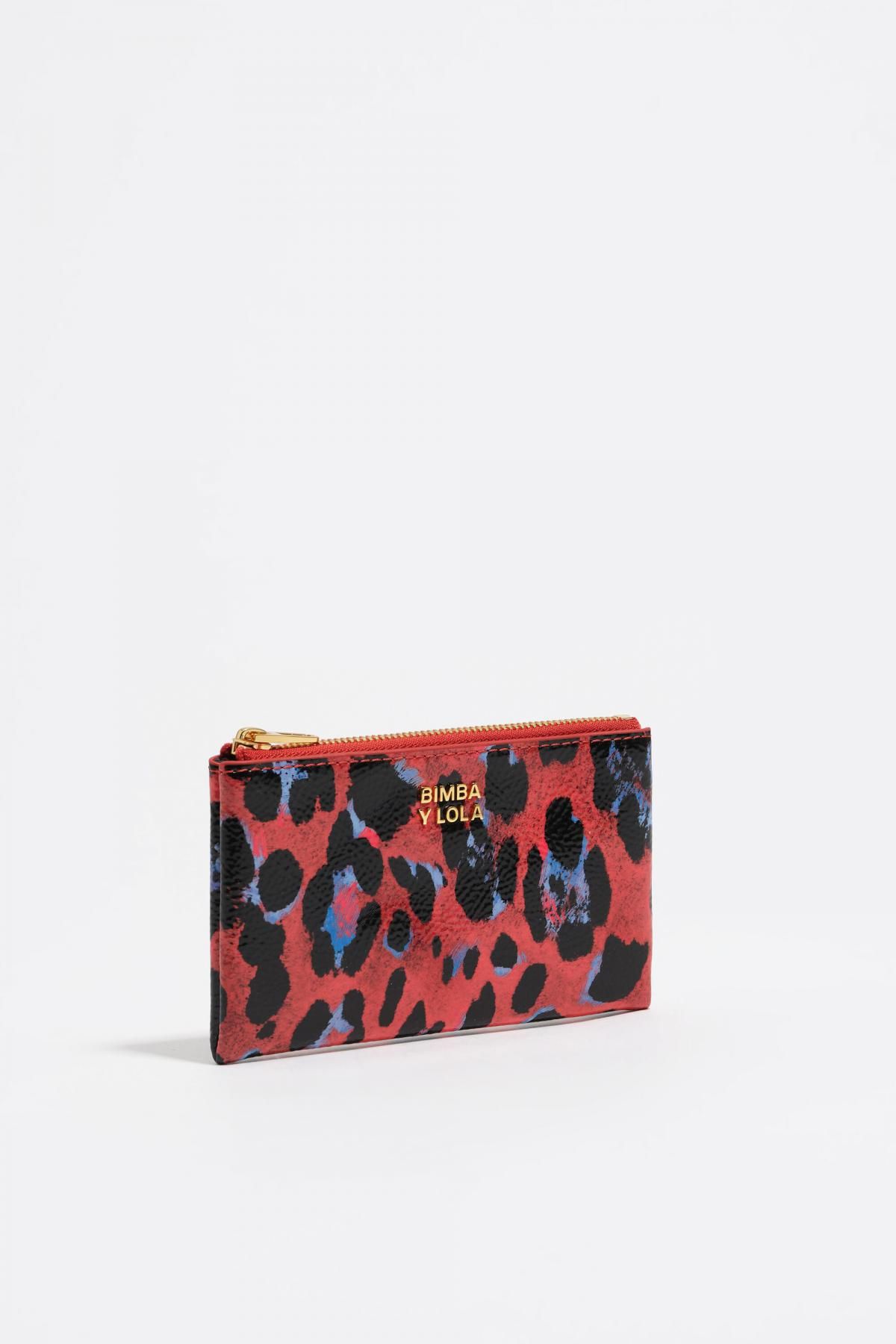 빔바이롤라 레오파드 프린트 샤이니 텍스처 코인 파우치 252BBR199.10350 LEOPARD POPPY RED - 상품 이미지