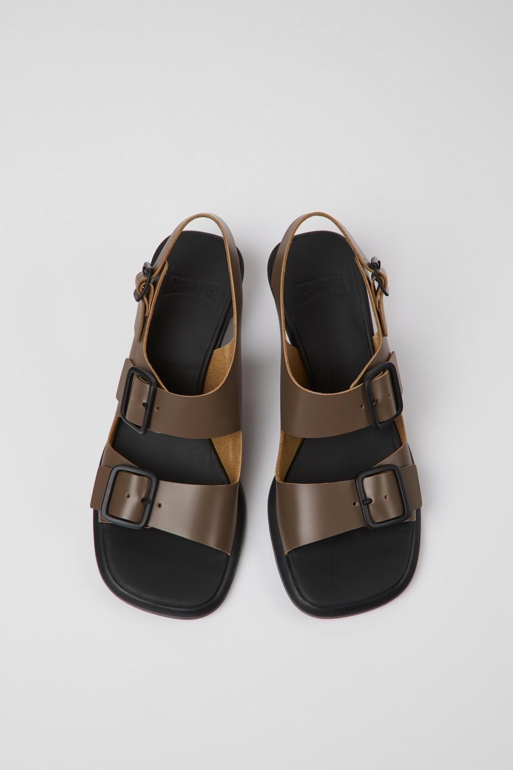 캠퍼 프리미엄 스트랩 레더 힐 샌들 Dina K201491-003 BROWN - 상세 이미지 4