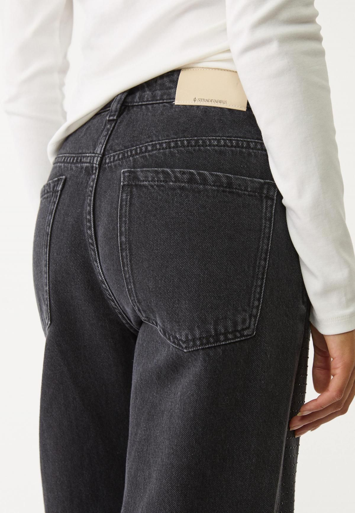 스트라디바리우스 스트레이트핏 데님 큐빅 포인트 청바지 4813/277 BLACK DENIM WASH - 상세 이미지 5