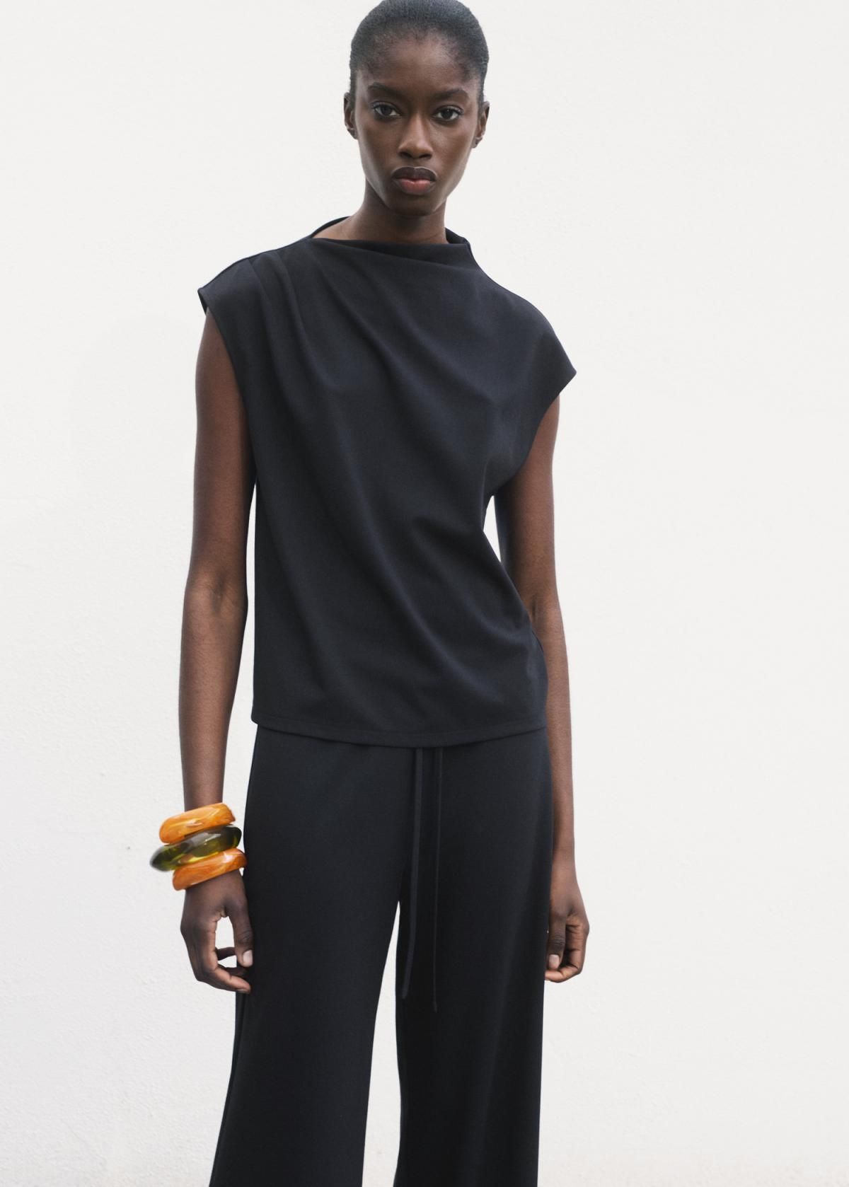 망고 트렌디 와이드핏 하이웨이스트 밴딩 팬츠 17091578 AZUL MARINO - 상세 이미지 4