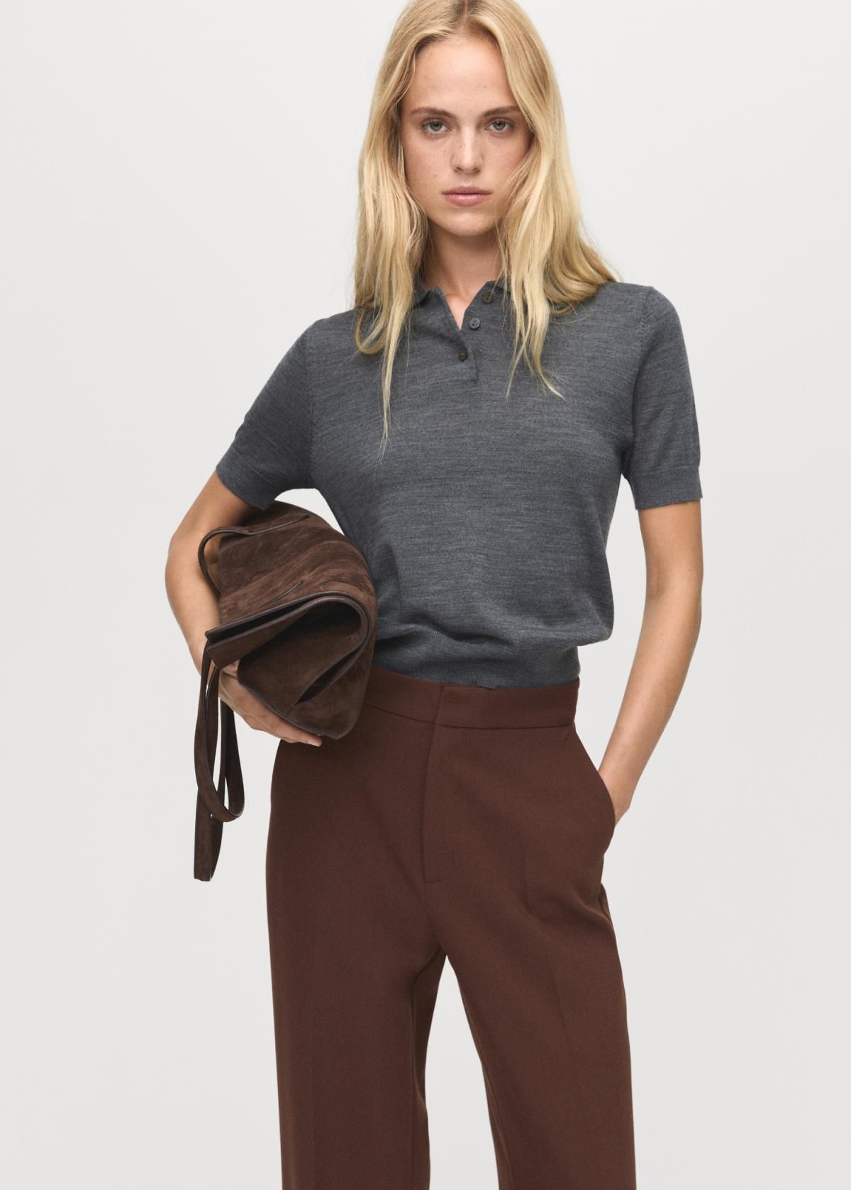 망고 모던 하이웨이스트 스트레이트 슬랙스 팬츠 17096743 CHOCOLATE - 상세 이미지 4