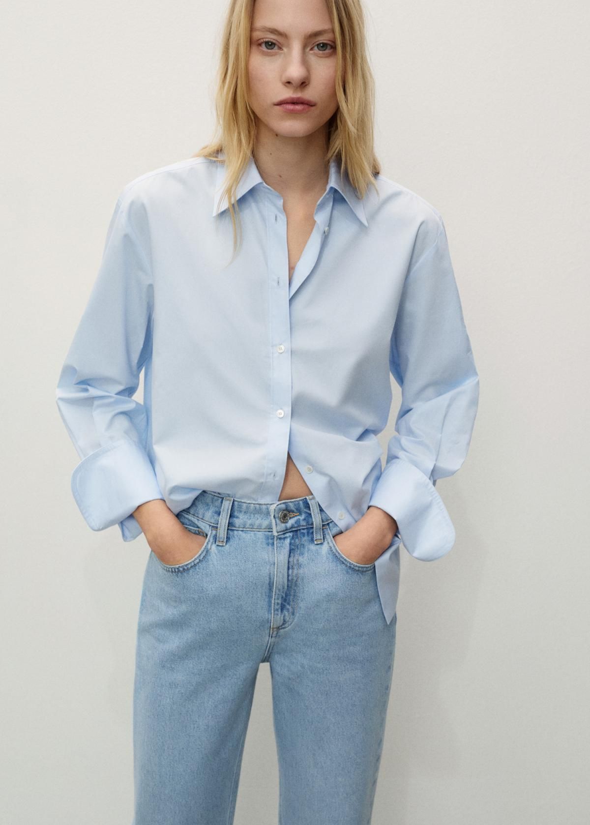 망고 데님 스트레이트핏 하이라이즈 청바지 87055991 AZUL CLARO - 상세 이미지 4