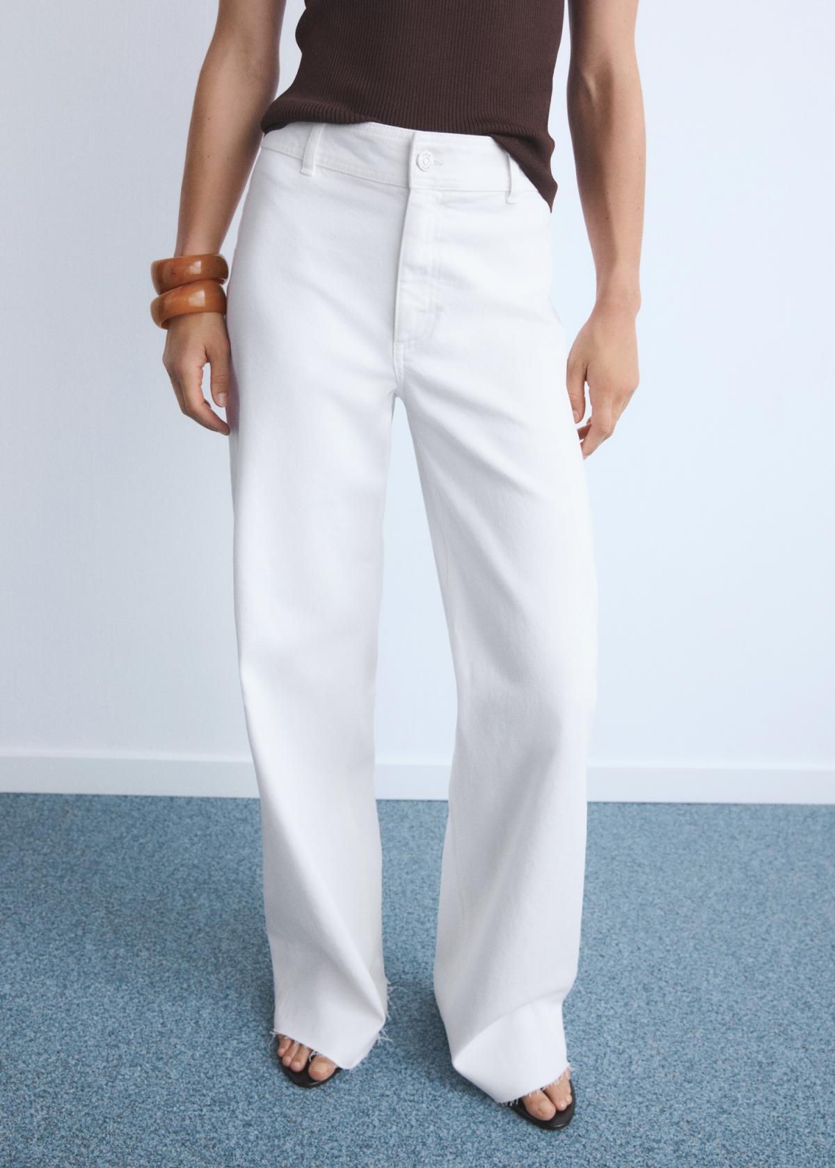 망고 와이드핏 하이웨스트 데님 팬츠 17021186 BLANCO - 상품 이미지