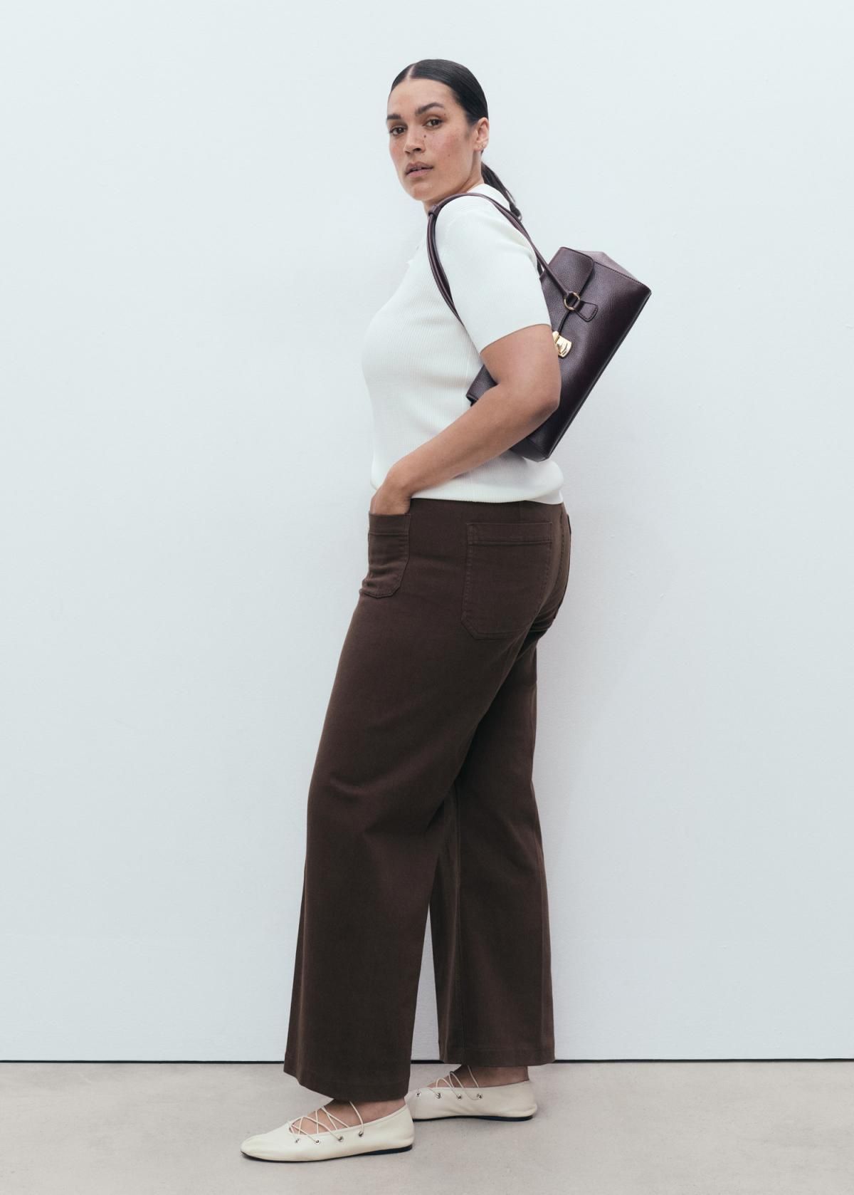 망고 트렌디 와이드핏 데님 와이드 팬츠 브라운 17074112 CHOCOLATE - 상세 이미지 5