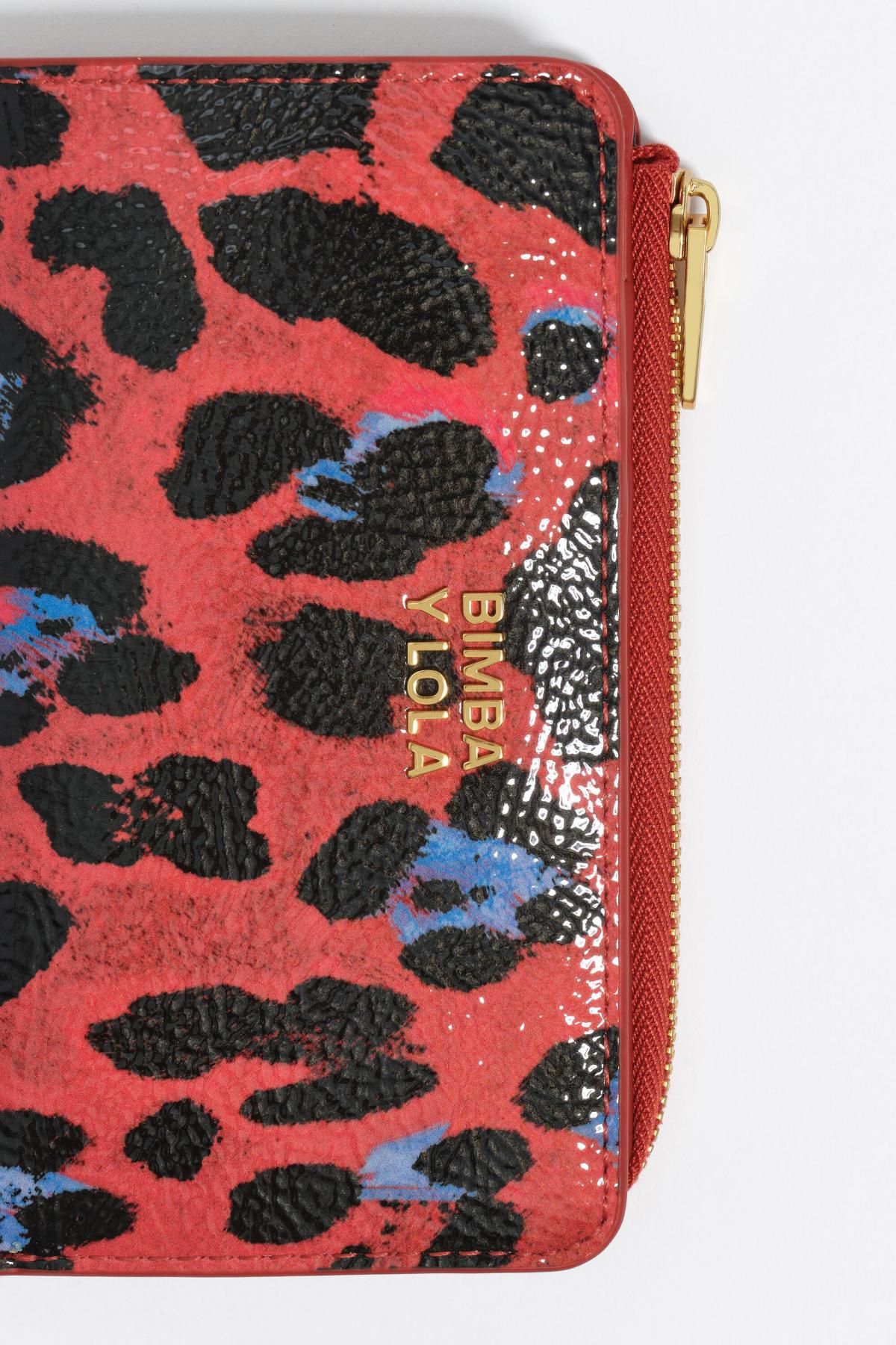 빔바이롤라 레오파드 패턴 레드 텍스처 샤이니 컴팩트 반지갑 252BBR215.10350 LEOPARD POPPY RED - 상세 이미지 2