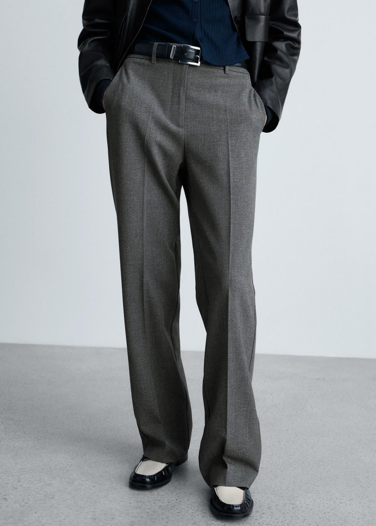 망고 테크니컬 스트레이트핏 미디웨이스트 슬랙스 87081511 GRIS - 상품 이미지