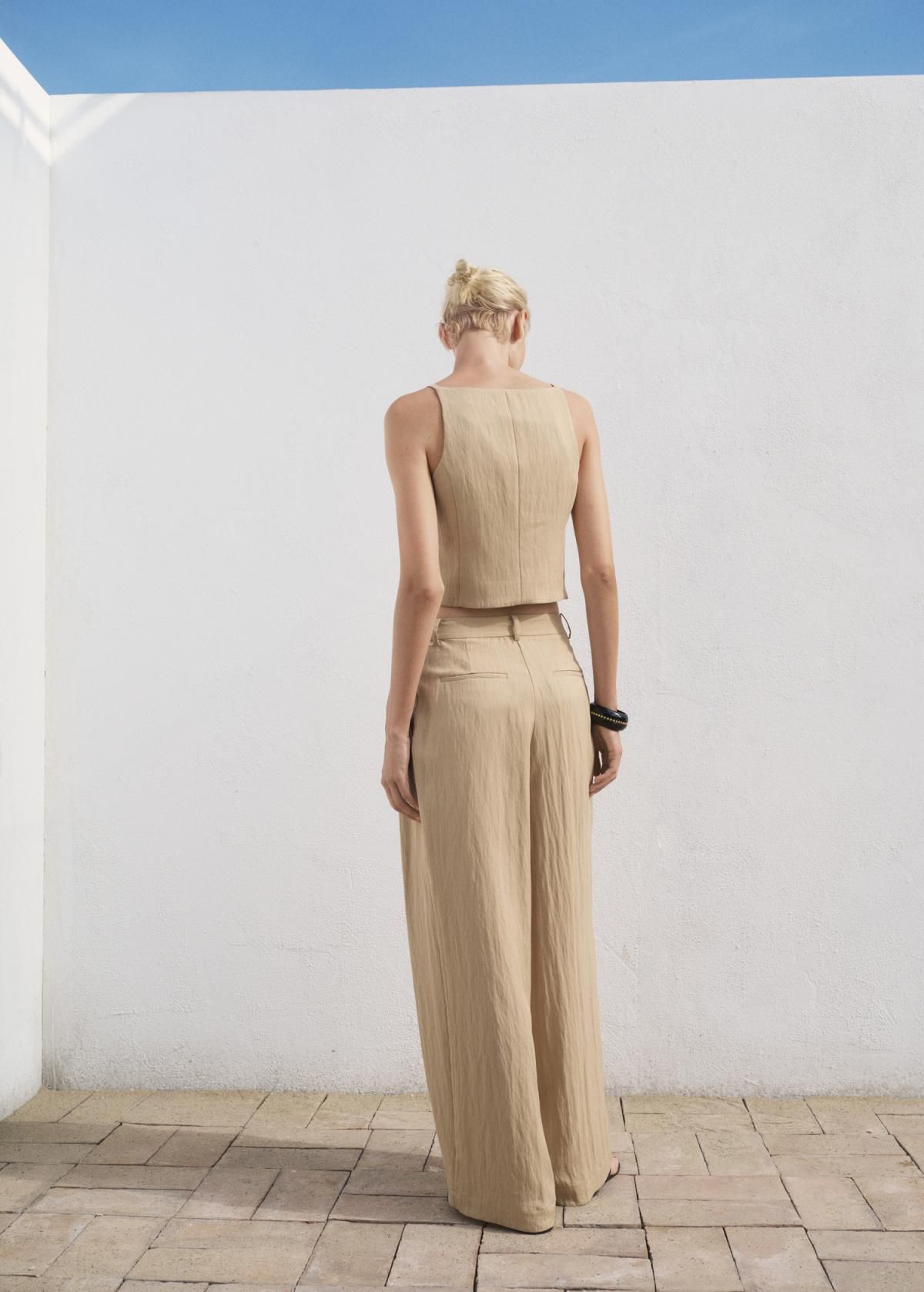 망고 베이직 와이드핏 슬랙스 팬츠 17042535 BEIGE - 상세 이미지 3