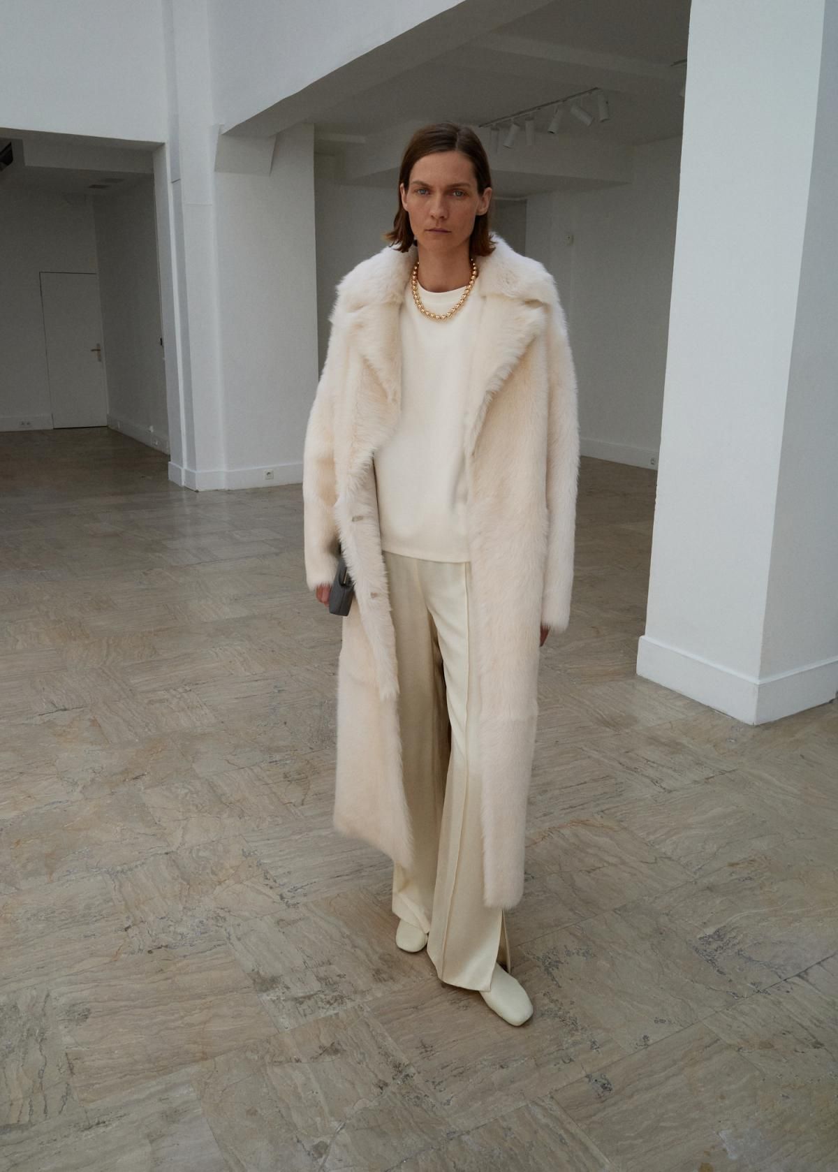 망고 새틴 웨이스트밴딩 아이보리 와이드 팬츠 17006364 VAINILLA - 상세 이미지 3